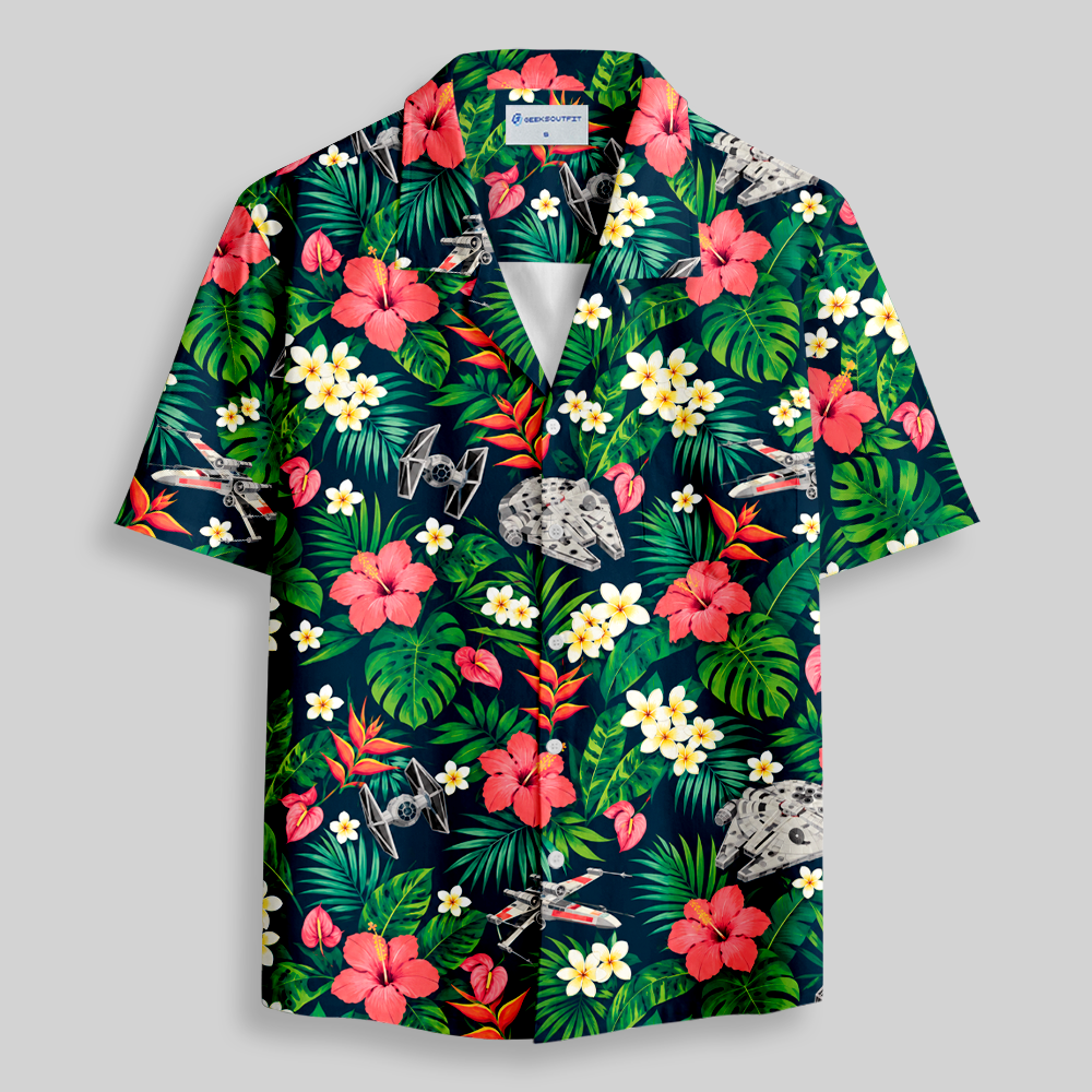 Cosmic Hibiscus Button Up Pocket Shirt