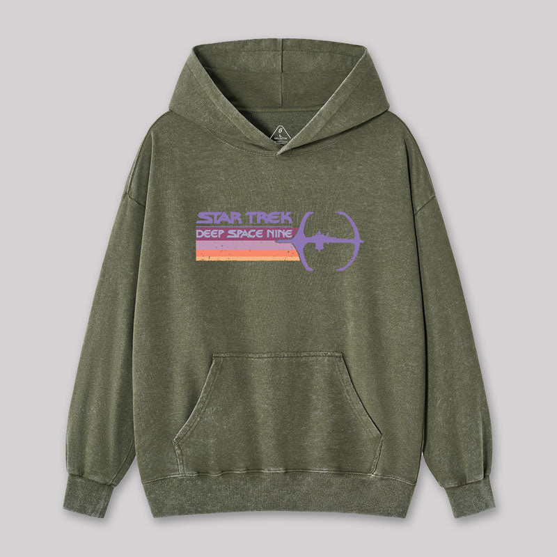 Live Long Deep Space Nine Distressed Vintage Logo Washed Hoodie