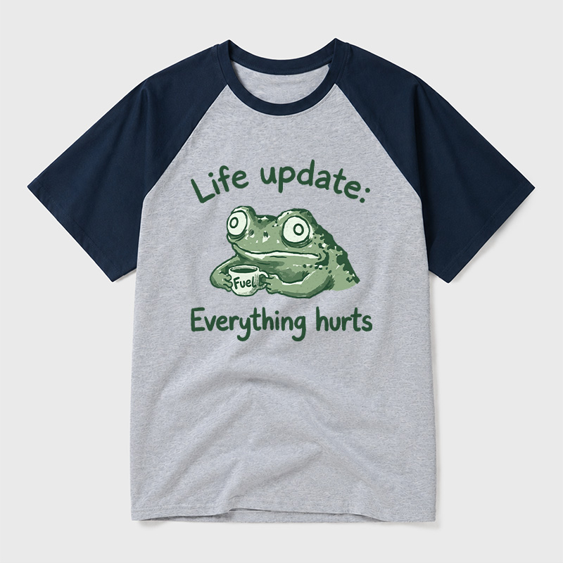 EVERYTHING HURTS Geek Retro Raglan T-Shirt