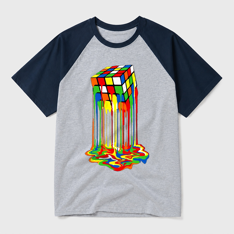 The Melting Cube Geek Retro Raglan T-Shirt