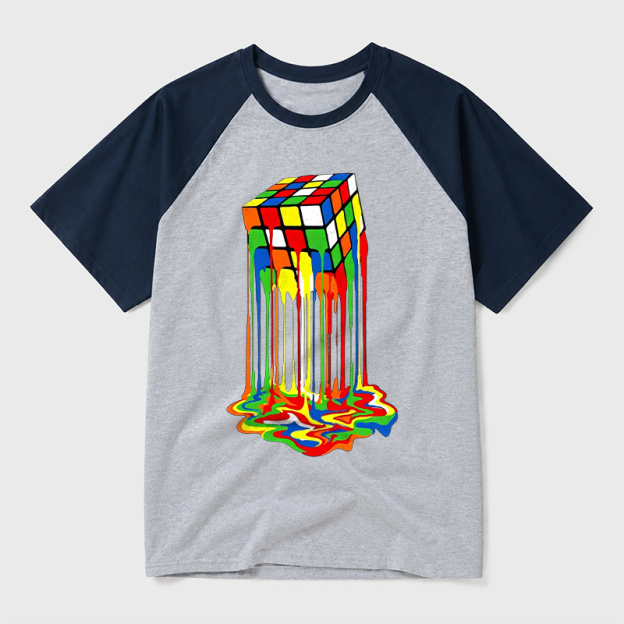 The Melting Cube Geek Retro Raglan T-Shirt
