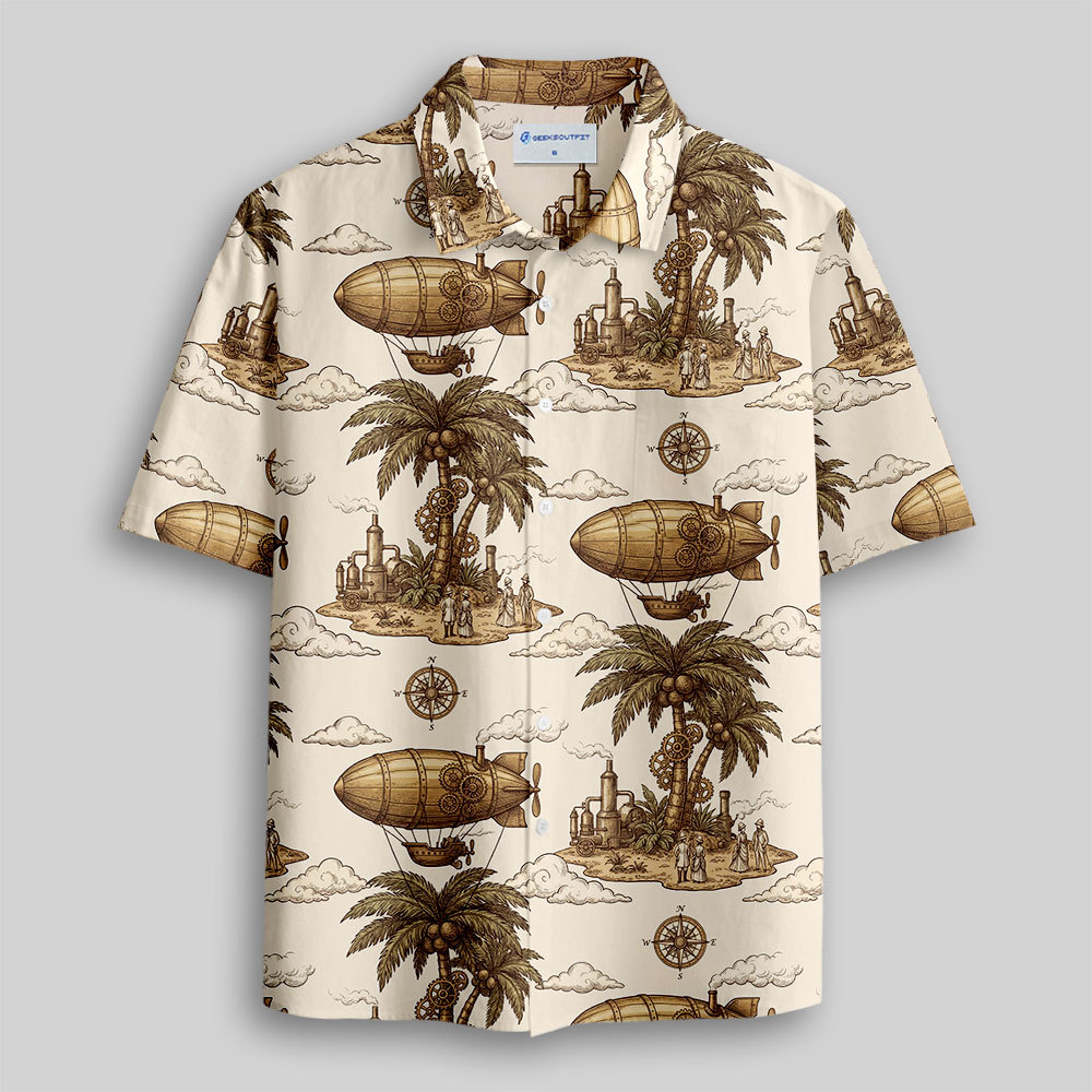Geeksoutfit Steam Age Expedition Button Up Pocket Shirt for Sale