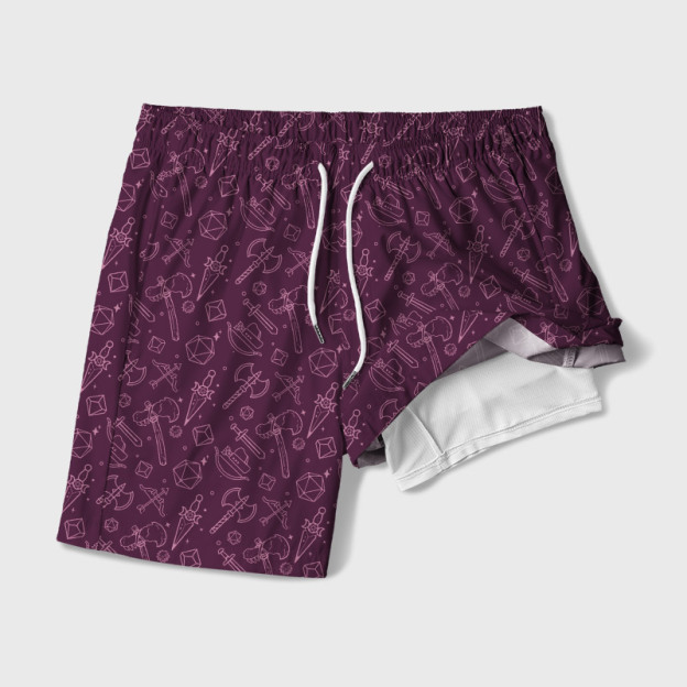 DND Medieval Weapons Geek Hawaiian Swim Trunks