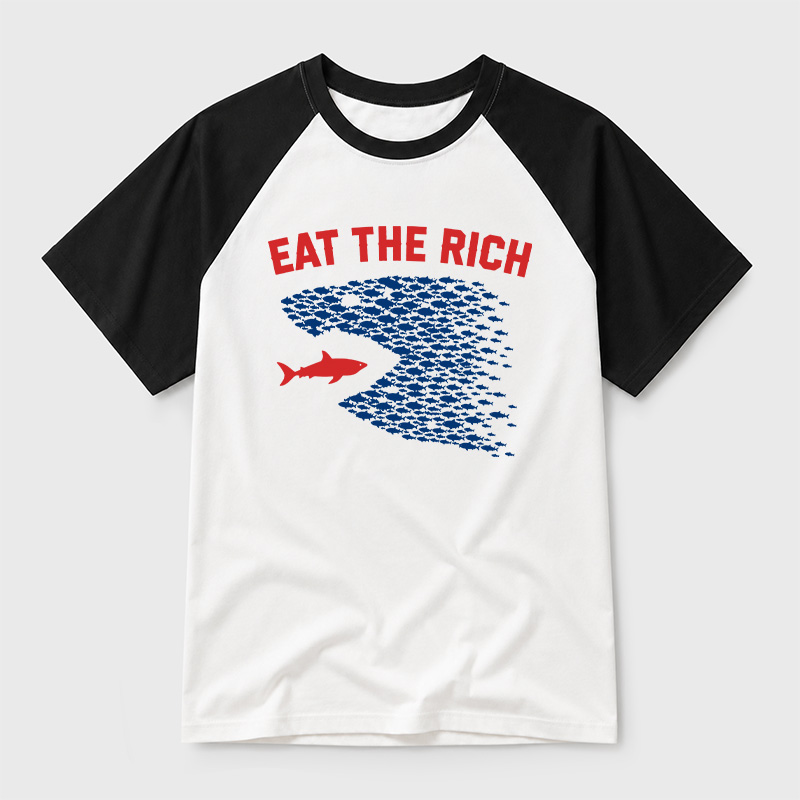 Eat the Rich Fish Wave Geek Retro Raglan T-Shirt