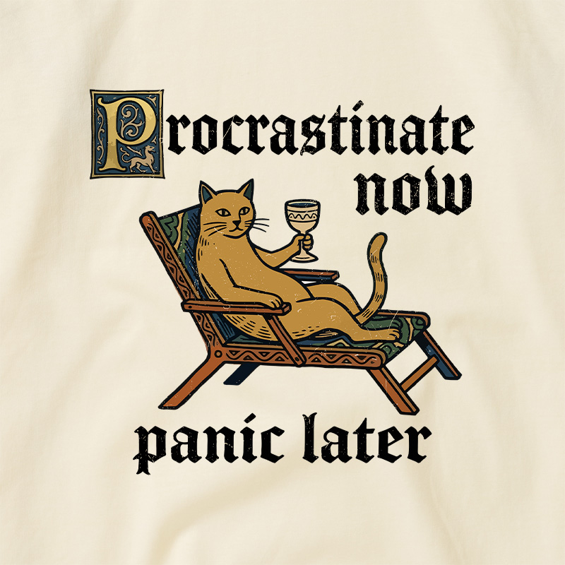 Procrastinate Now Panic Later Geek Retro Raglan T-Shirt
