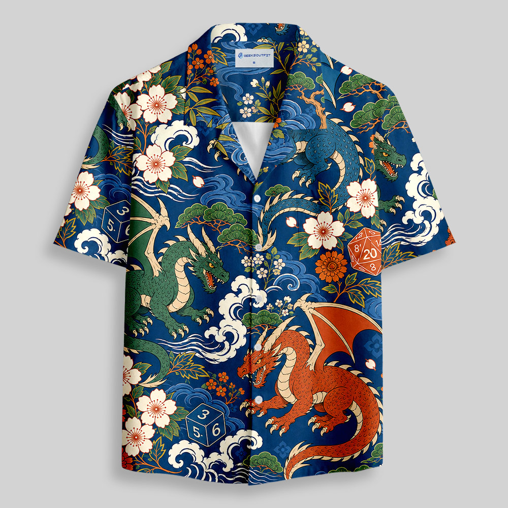 Ukiyo Dragon & Dice Button Up Pocket Shirt