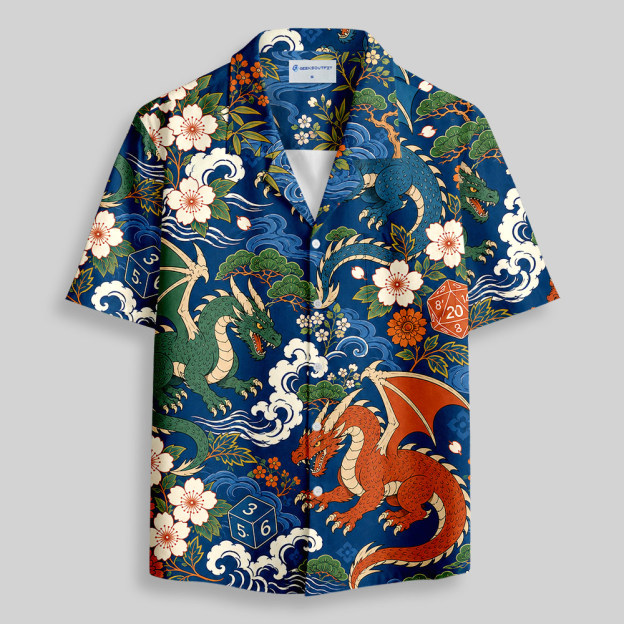 Ukiyo Dragon & Dice Button Up Pocket Shirt
