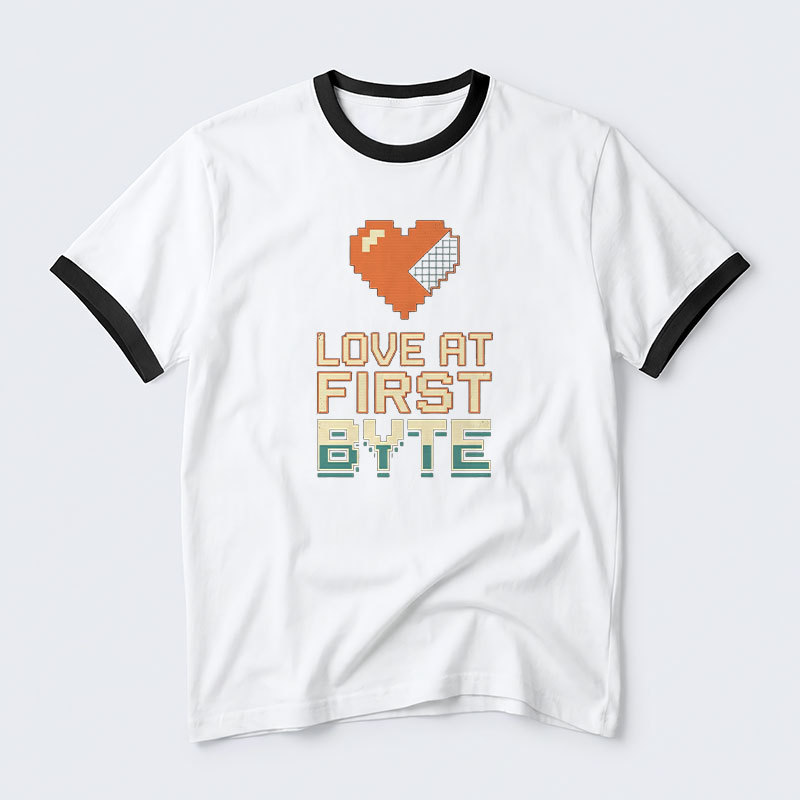Love At First Byte Geek Retro Ringer T-Shirt
