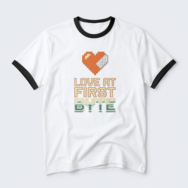 Love At First Byte Geek Retro Ringer T-Shirt