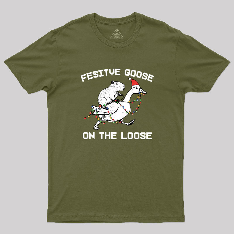 Festive Goose On The Loose Geek T-Shirt