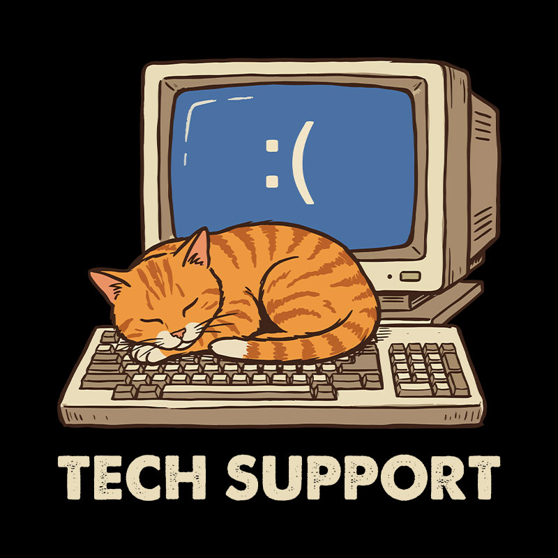 Tech Support Cat Geek T-Shirt