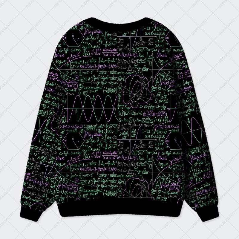 Math Function Curve Black Geek Ugly Cardigan Sweaters 