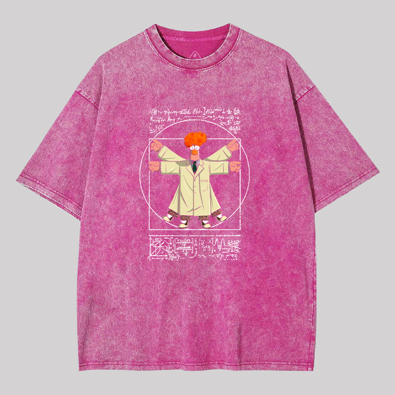 Vitruvian Puppet Geek Washed T-shirt