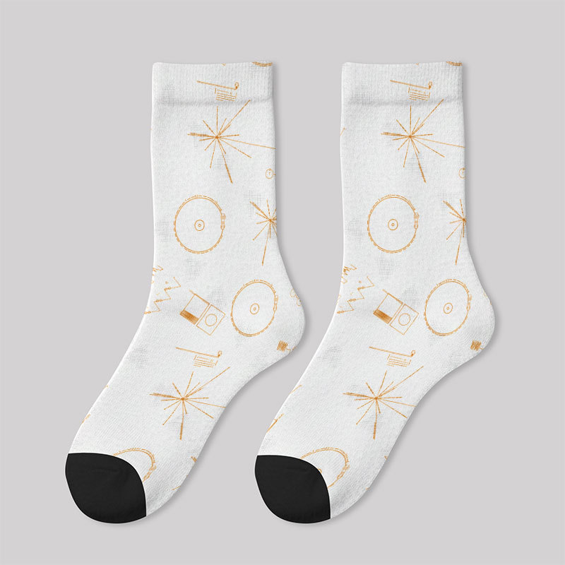 Space Voyager One Gold Disc Men's Socks