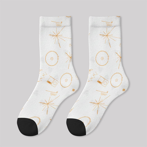 Space Voyager One Gold Disc Men's Socks