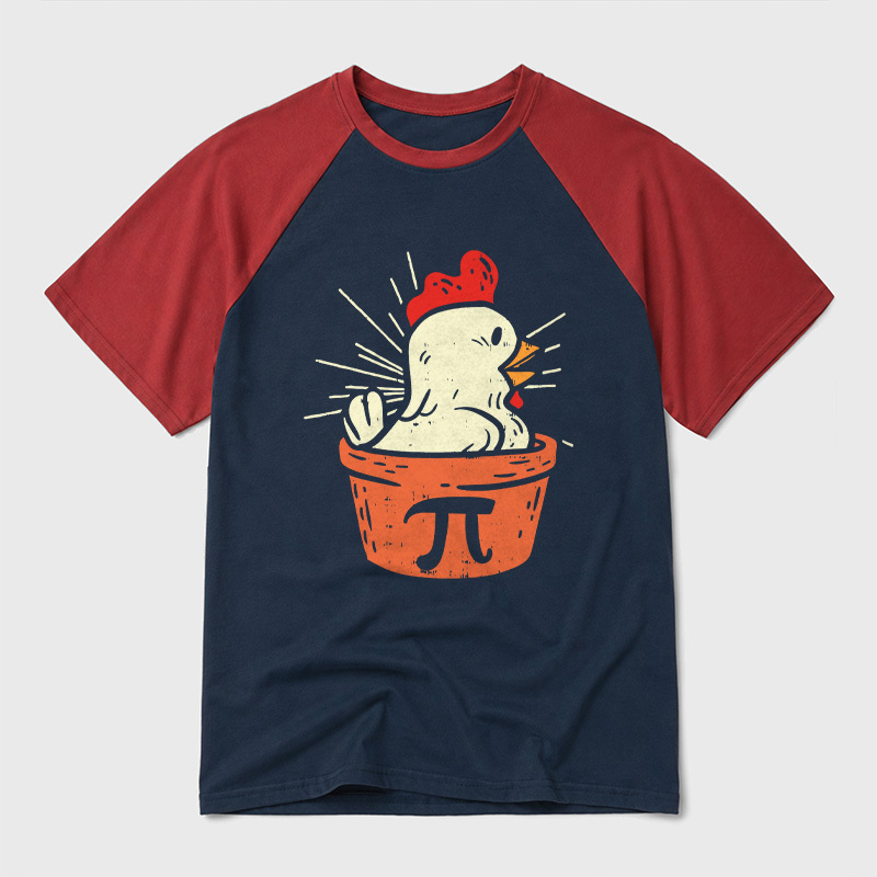 Funny Chicken Pot Pi Geek Retro Raglan T-Shirt