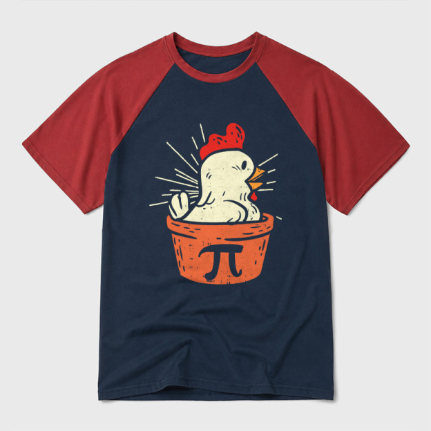 Funny Chicken Pot Pi Geek Retro Raglan T-Shirt