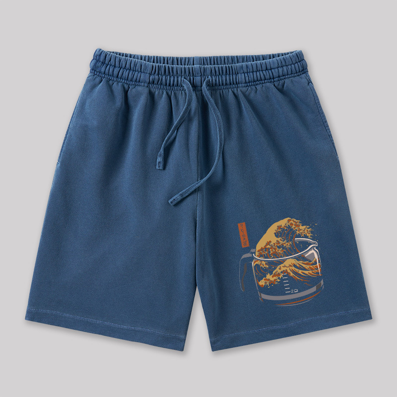 The Great Wave of Coffee Geeky Washed Shorts