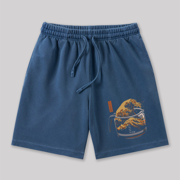 The Great Wave of Coffee Geeky Washed Shorts