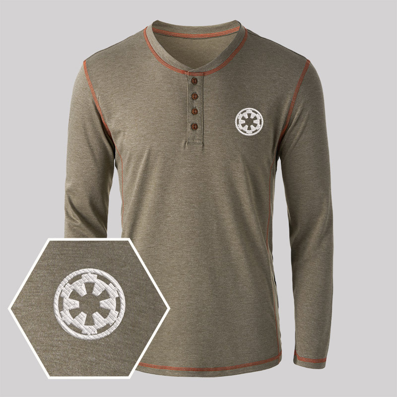 Wheel Smart Controller Embroidered Long Sleeve Henley Shirts