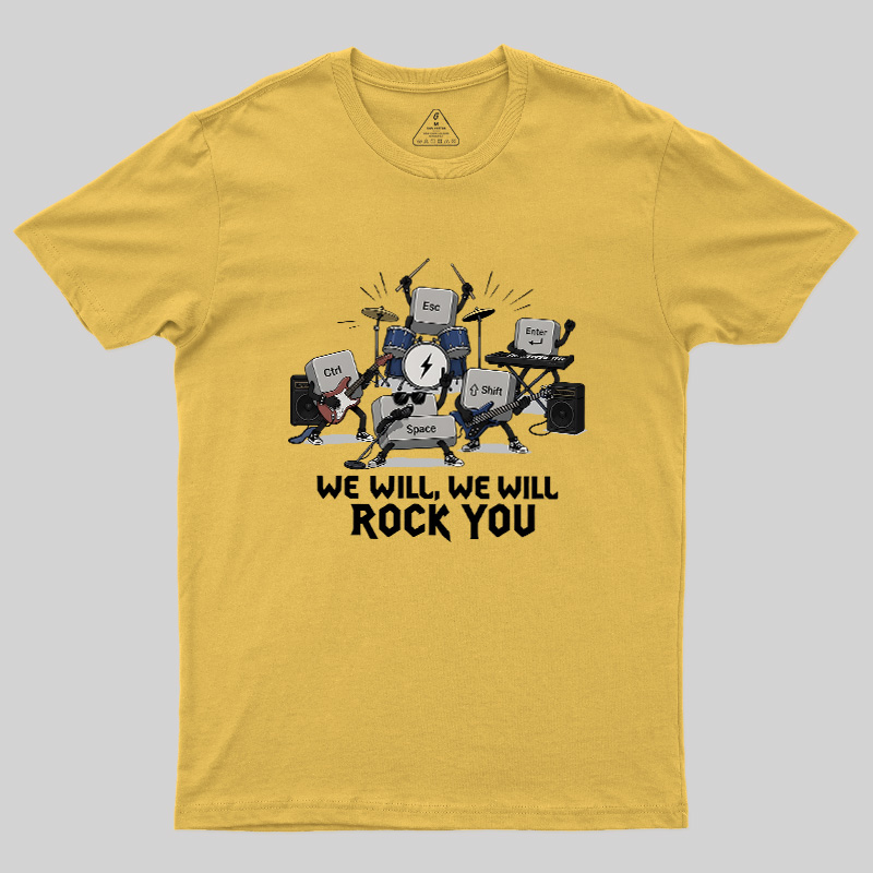Keyboard Rock Band Print Geek T-Shirt