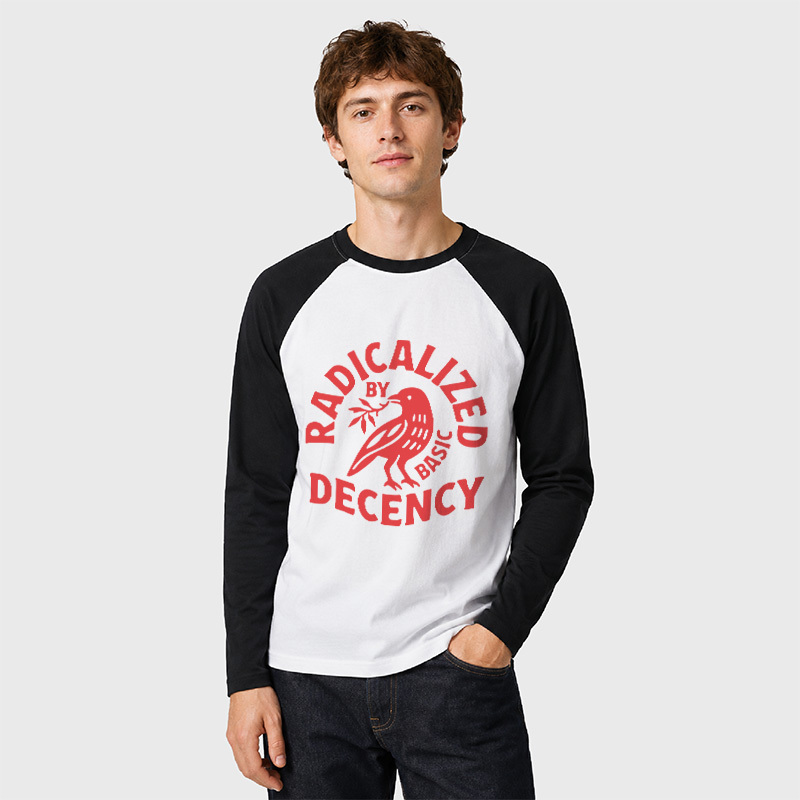 Radicalized By Basic Decency Geek Retro Raglan Long-Sleeve Tee