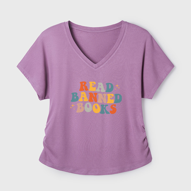 Read Banned Books Geek Dolman Sleeve V-Neck Shirt