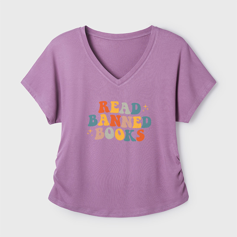 Read Banned Books Geek Dolman Sleeve V-Neck Shirt
