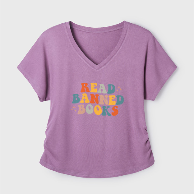 Read Banned Books Geek Dolman Sleeve V-Neck Shirt