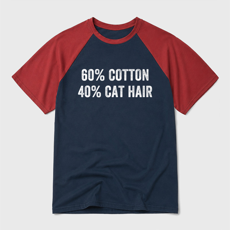 60 Cotton 40 Cat Hair Geek Retro Raglan T-Shirt