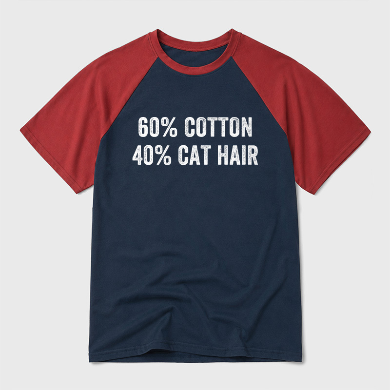 60 Cotton 40 Cat Hair Geek Retro Raglan T-Shirt