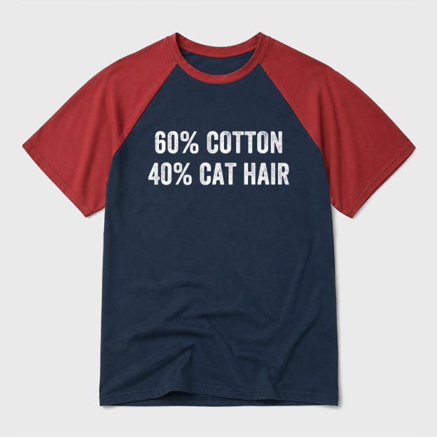 60 Cotton 40 Cat Hair Geek Retro Raglan T-Shirt