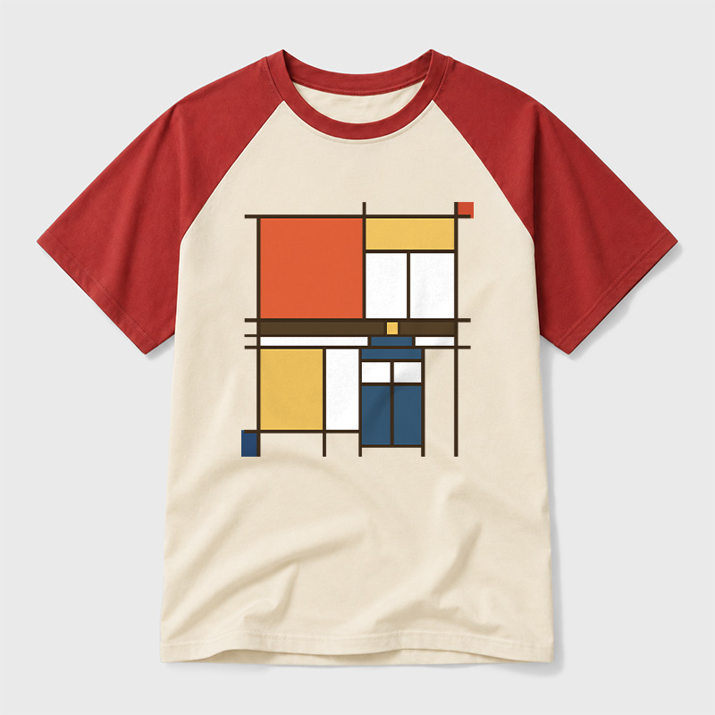 Mondrian Who Geek Retro Raglan T-Shirt
