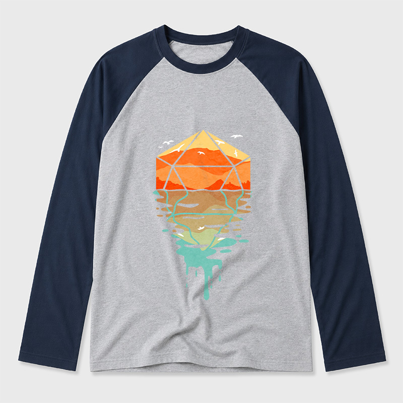 DnD Dungeons & Dragons Geek Retro Raglan Long-Sleeve Tee