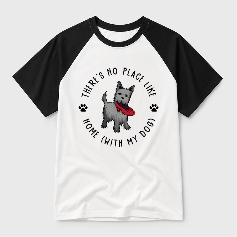 Home With My Dog Geek Retro Raglan T-Shirt