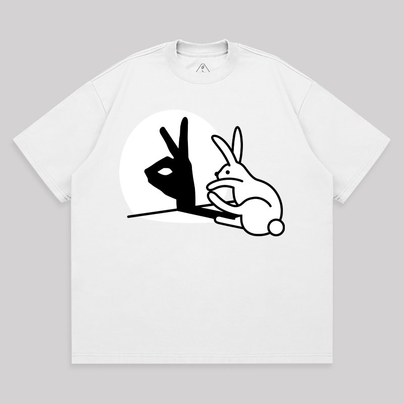 Funny Rabbit Hand Shadow Unisex Oversized T-shirt