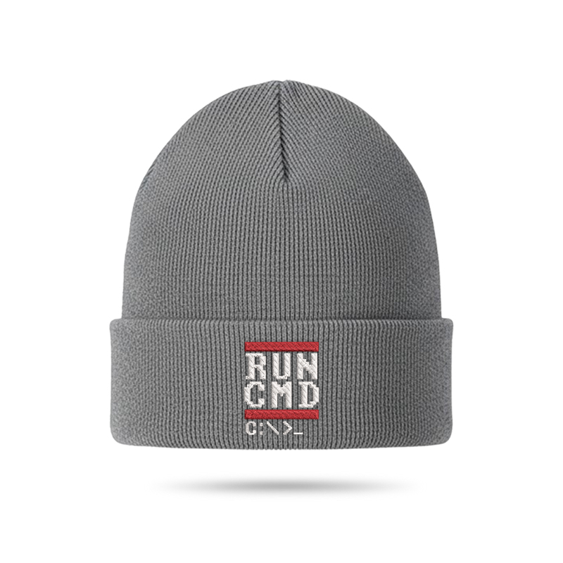 Run CMD Geek Embroidered Beanie