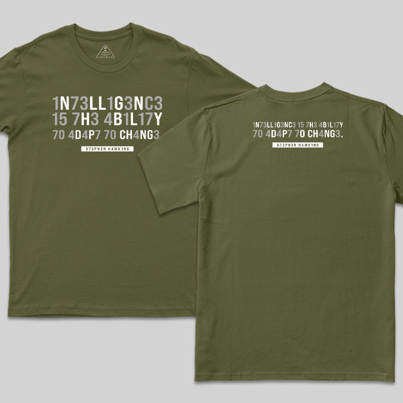 Intelligence-Stephen Hawking Science Nerd Front and Back Printed T-Shirt