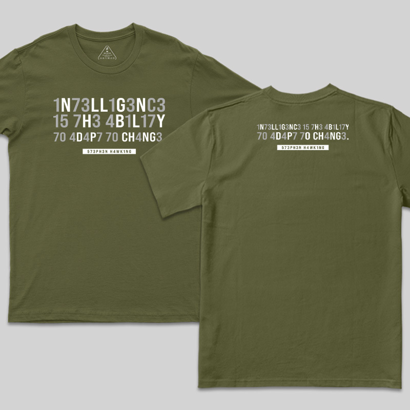 Intelligence-Stephen Hawking Science Nerd Front and Back Printed T-Shirt