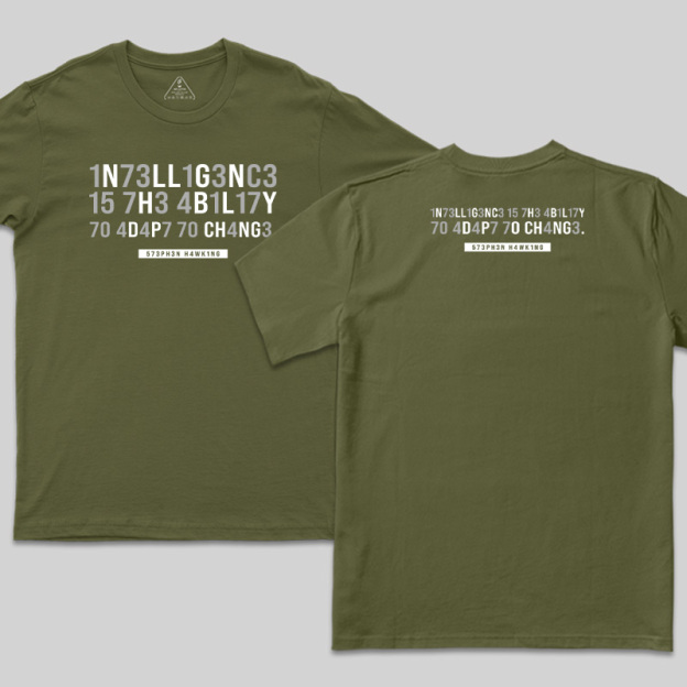 Intelligence-Stephen Hawking Science Nerd Front and Back Printed T-Shirt