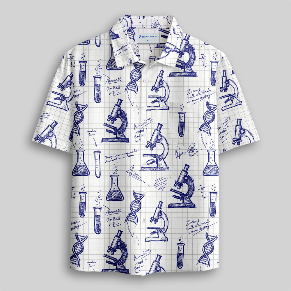 Geeksoutfit The Microscope Manuscript Button Up Pocket Shirt for Sale