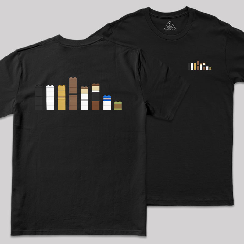 Building Blocks Creative Galactic Color Theory Front and Back Printing Geek T-Shirt
