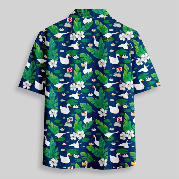 Tropical Swan Button Up Pocket Shirt
