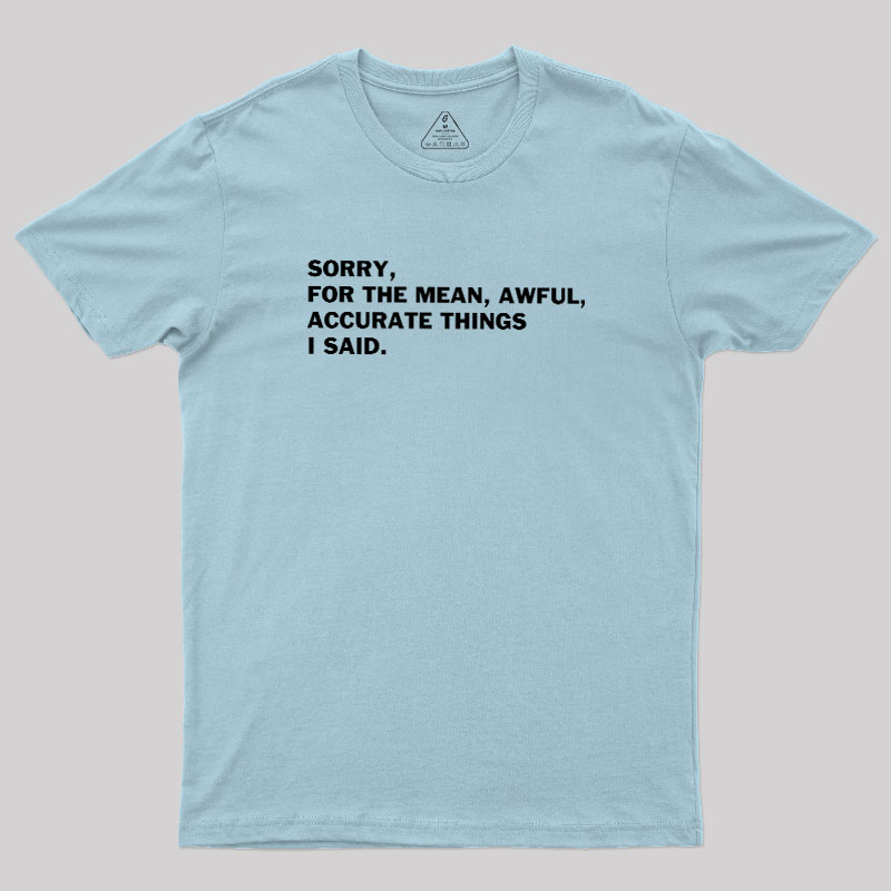 Accurate Things I Said Geek T-Shirt