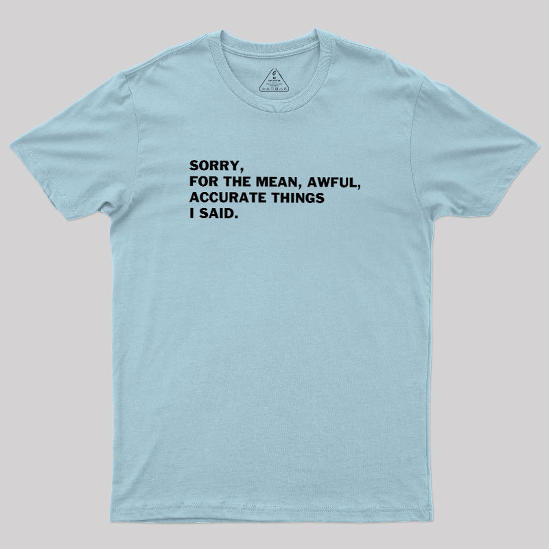 Accurate Things I Said Geek T-Shirt