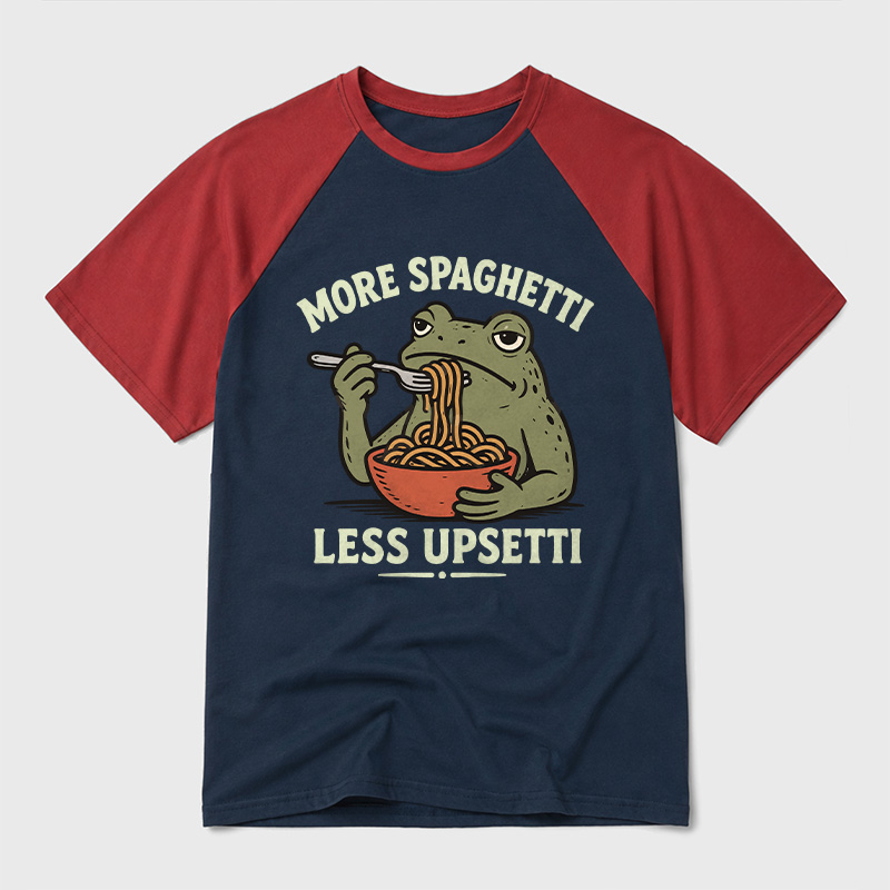 More Spaghetti Less Upsetti Geek Retro Raglan T-Shirt