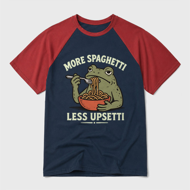 More Spaghetti Less Upsetti Geek Retro Raglan T-Shirt