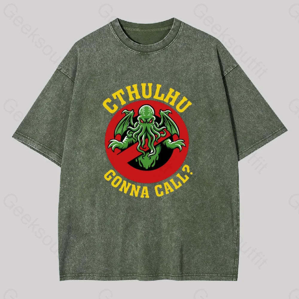 Abyssal Lord Gonna Call Geek Washed T-Shirt Armygreen / S