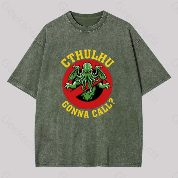 Abyssal Lord Gonna Call Geek Washed T-Shirt Armygreen / S