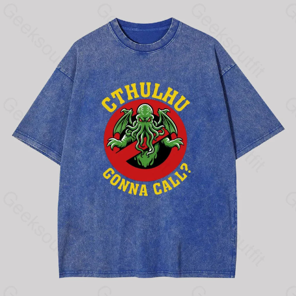 Abyssal Lord Gonna Call Geek Washed T-Shirt Blue / S